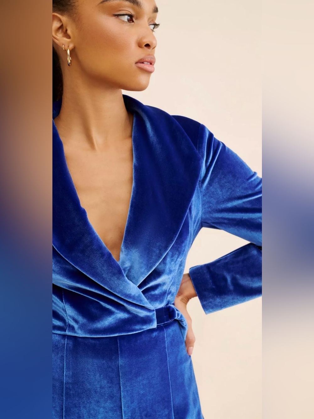 Hutch Blue Velvet Suit Jumpsuit Size 6 - Picture 4 of 7